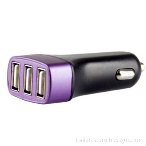 Multiple port in-car charger with 3 USB port, 4.2A output for all cellphones